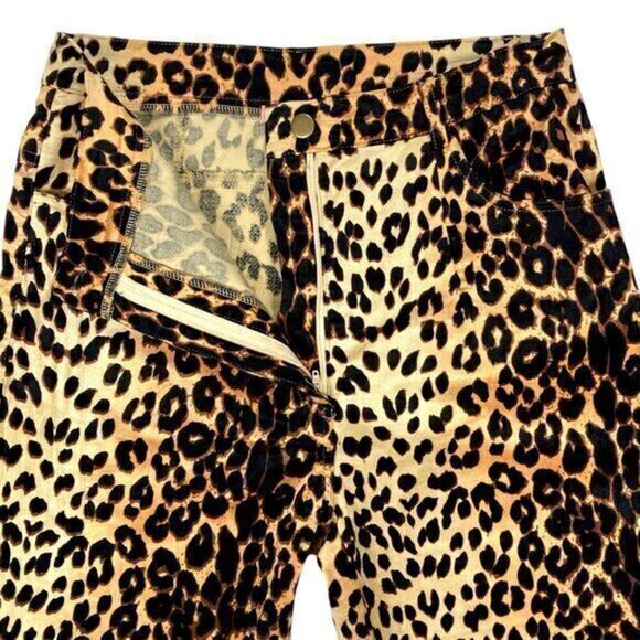 Verge Girl Pants Womens 10 Brown Cheetah Print 90’s Afterparty Stretch Pull On - Picture 4 of 16